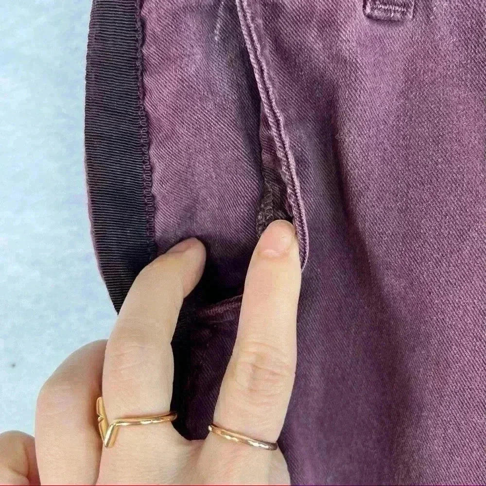 PAIGE Christy Pant Off Duty High Rise Pant Grosgrain Side Size 27 Deep Berry - Picture 4 of 14